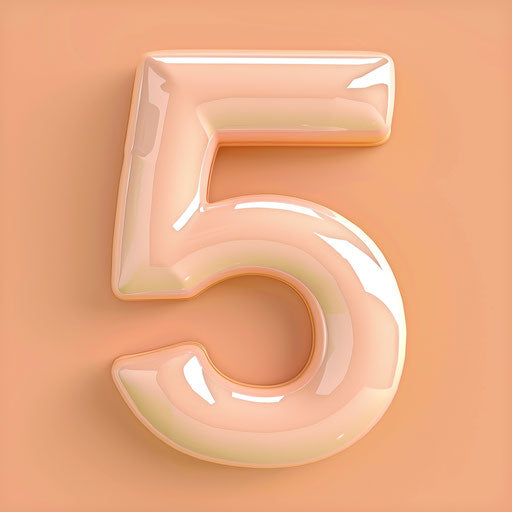 Realistic style number 5 clipart on pastel peach background