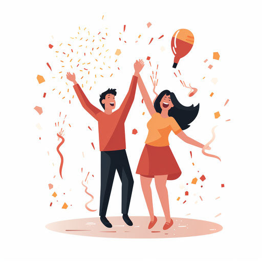 Minimalist style celebration clip art, on white background