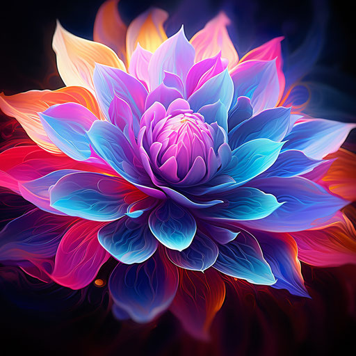 Colorful pink and purple fractal flower on canvas