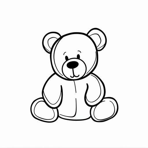 Minimalist teddy bear design on white background