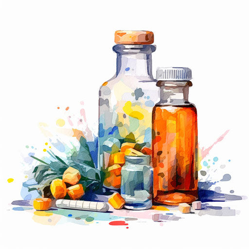 Medical illustration in the style of Impressionistic Art, on white background