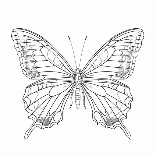Butterfly outline with large wings to color