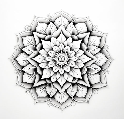 Mandala pattern and coloring pages, in the style of black and white drawings, it's unbelievably beautiful