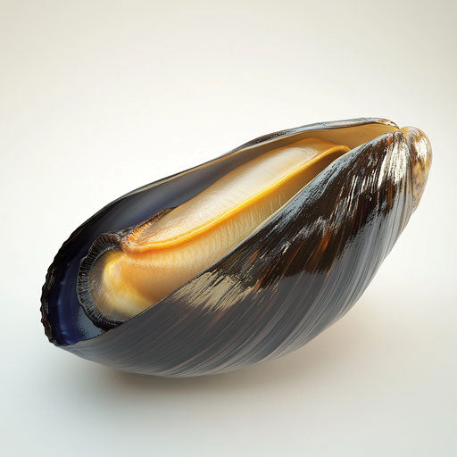 3D Mussel on flat white background, isolated clipart
