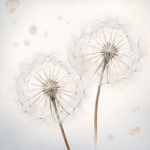 Modernized stylized portrait of a dandelion flower, Mandy Disher style