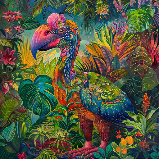 Dodo bird in a vibrant jungle