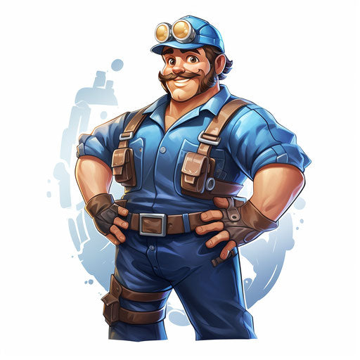 Plumber clipart in the style of Oil painting, on a white background