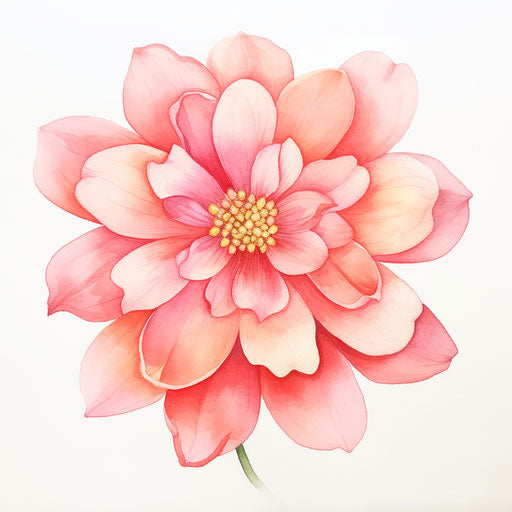 Pink watercolor flower sketch in Japanese-inspired style