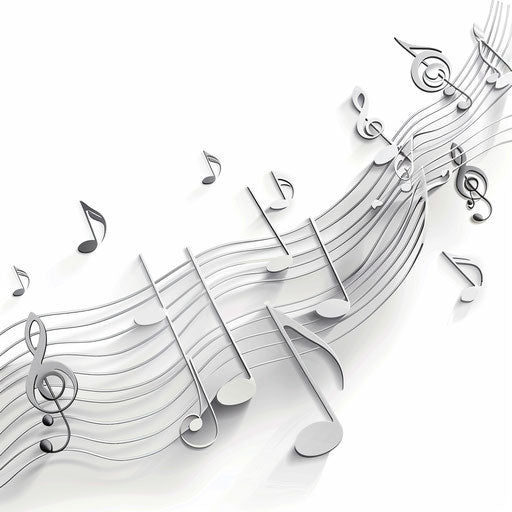 Realistic music notes clipart on flat white background