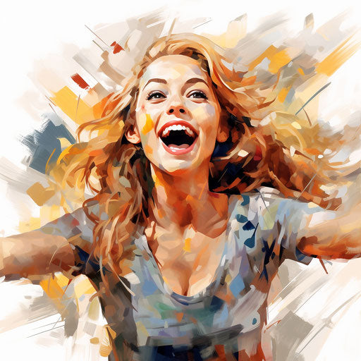 Joyful clipart in the style of Oil painting, on a white background