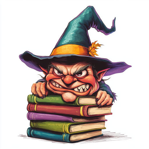 Witch hat caricature with human characteristics