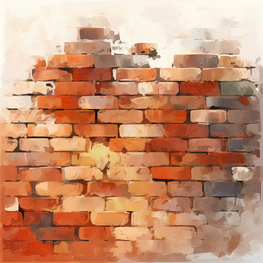 Brick wall clipart in the style of Oil painting, on a white background