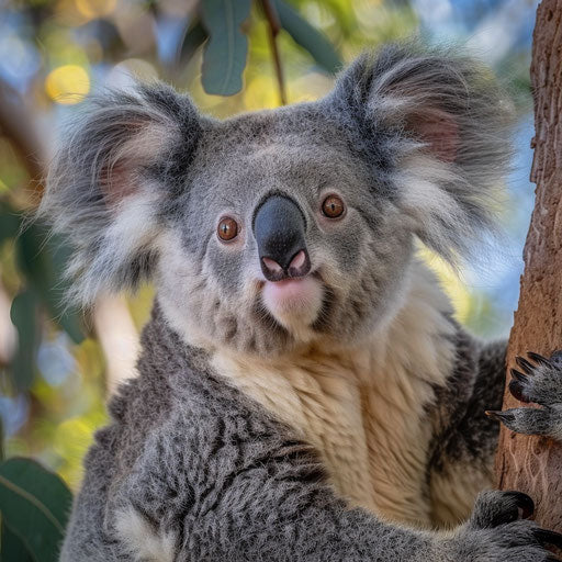 Surprised koala in candid moment