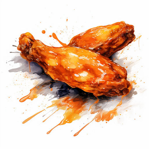 Chicken wing clipart in the style of Impressionistic Art