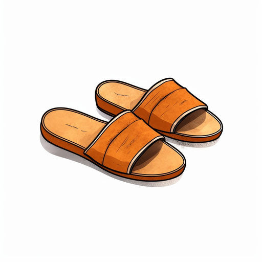 Minimalist style slippers clipart, on a white background