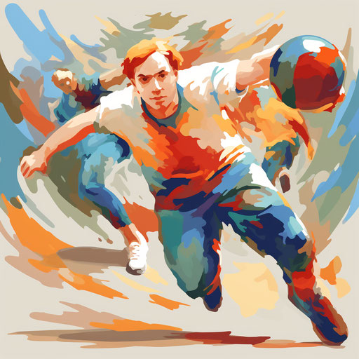 Dodgeball illustration in the Impressionistic Art style, on white background