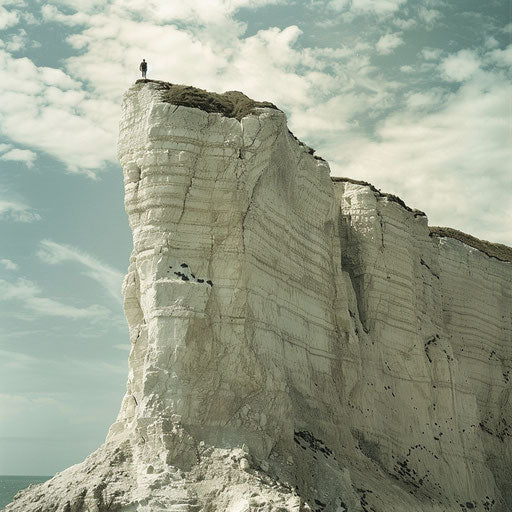 White Cliffs of Dover with an adventurer on top