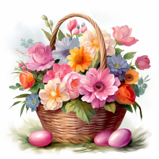 Easter basket in Oil painting style