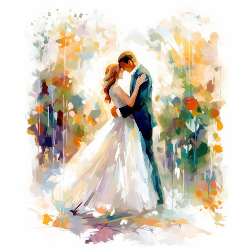 Wedding clipart images in the style of Impressionistic Art