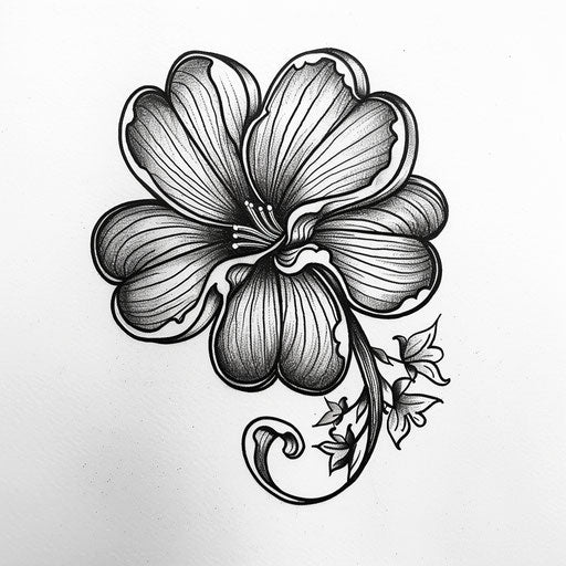 Striking clover tattoo sketch in bold black and white