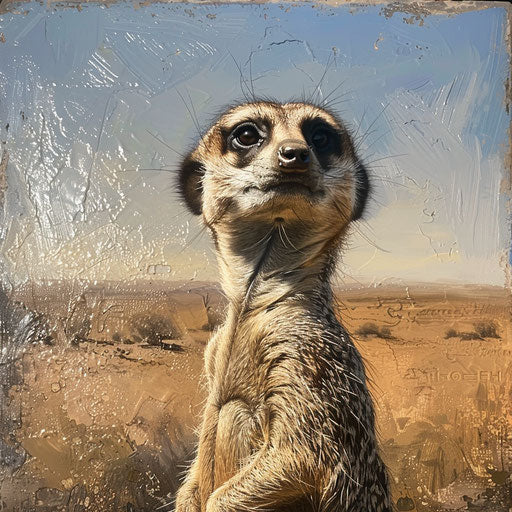 Meerkat watching in blurred desert scenery