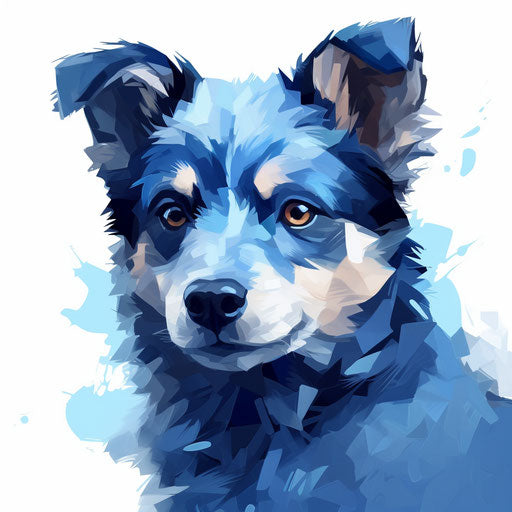 Bluey clipart in the style of Oil painting, on a white background