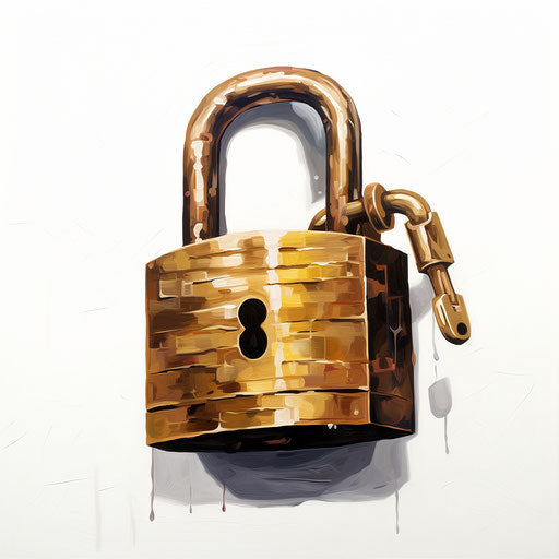 Padlock clipart in the style of Oil painting, on a white background