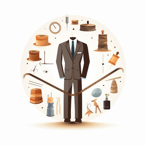 Minimalist style clipart of tailor, on white background