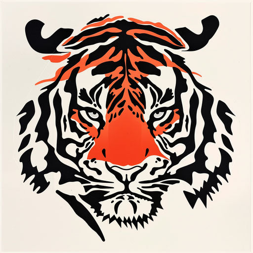 Tiger face tattoo sketch with black stripes