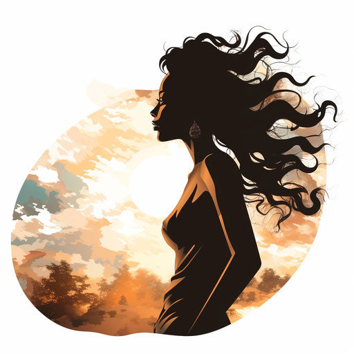 Silhouette in the style of oil painting on white background