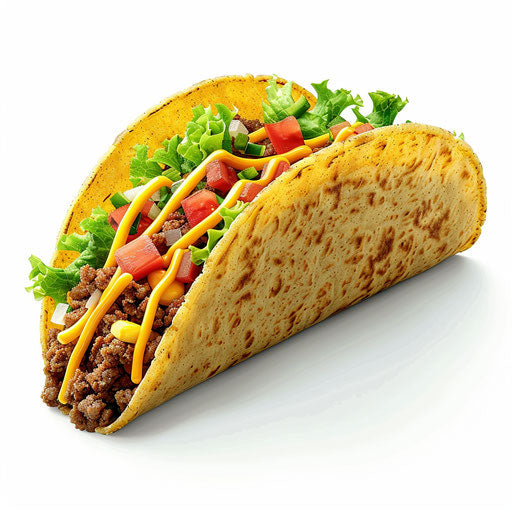 Taco clipart in photorealistic style on flat white background