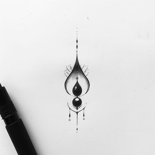 Minimalist flat tattoo sketch of a black pearl