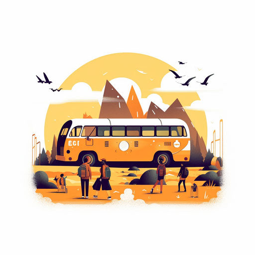 Minimalist style field trip clipart on white background