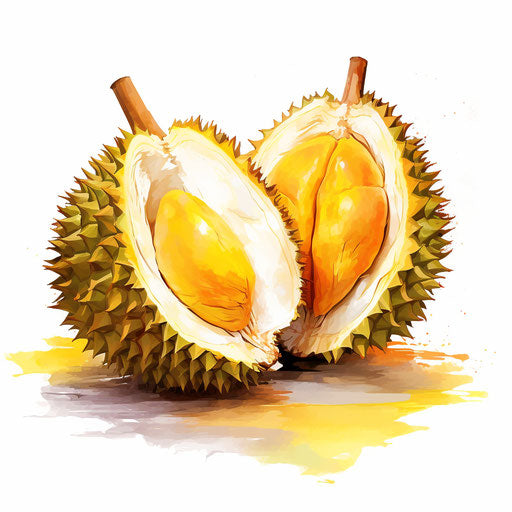 Durian clipart in the style of Impressionistic Art, on white background