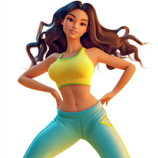 3D zumba in photo realistic style with flat white background, isolated clipart