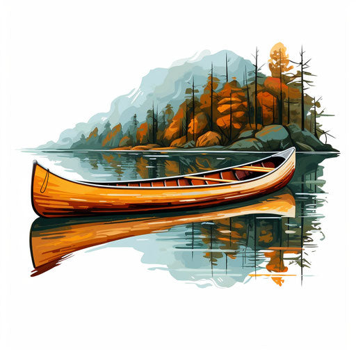 Canoe illustration in the style of Oil painting, on a white background