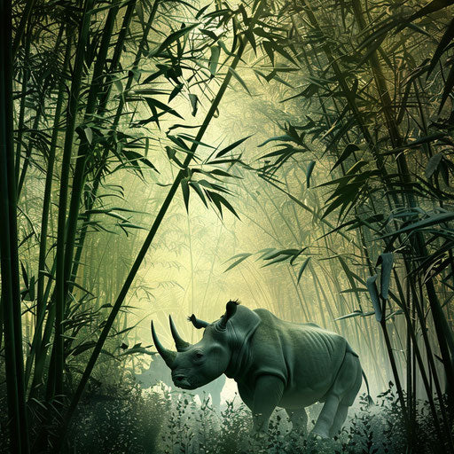 Animals hidden in a dense bamboo forest