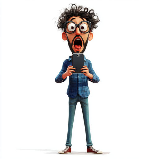 Humorous caricature of a smartphone with human characteristics