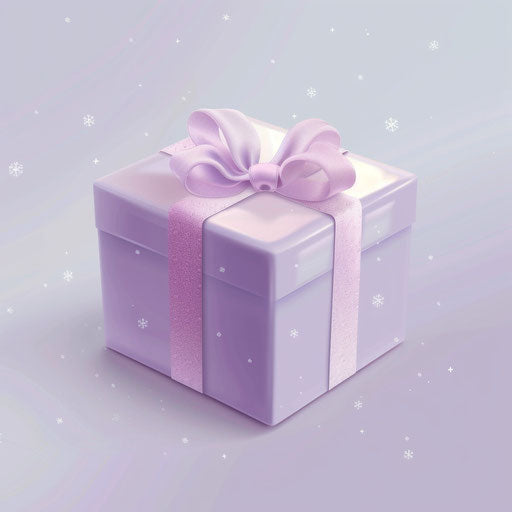 Gift box clipart on flat and realistic lavender background