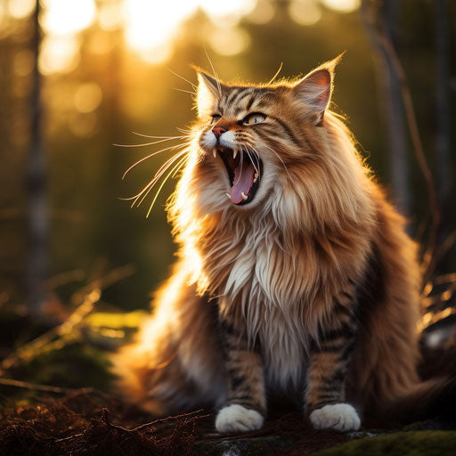 Norwegian forest cat meowing