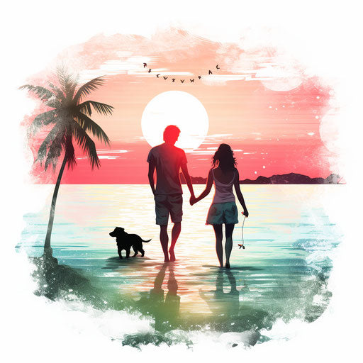 Summer clip art in the style of Chiaroscuro Art, on a white background