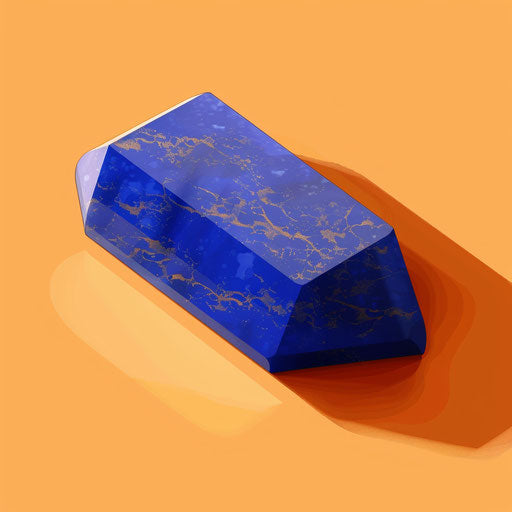 Realistic lapis clipart on sunset orange backdrop, bold shadows and vibrant details