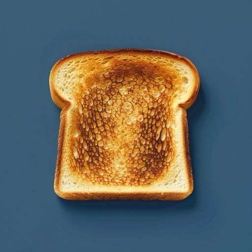 Slice of toast on indigo background with subtle blur