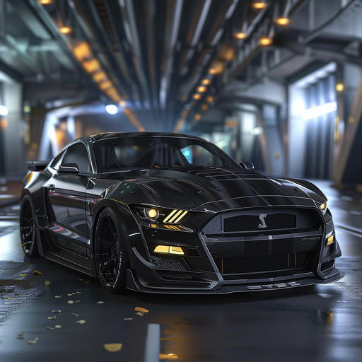 Classic Mustang GT Shelby with futuristic matte black finish