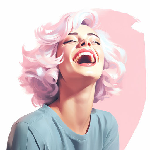 Amusing artwork in pastel colors on white background