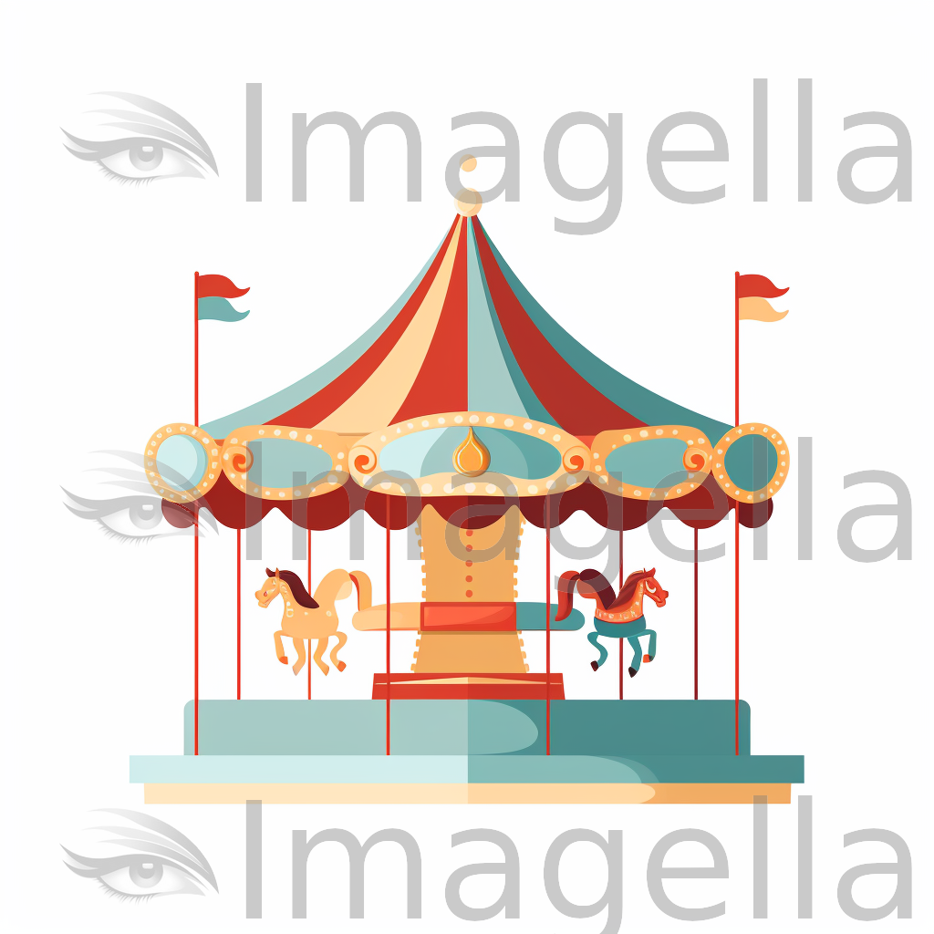4K Carousel Clipart in Minimalist Art Style: Vector & SVG