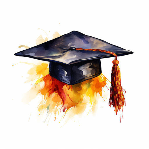 Graduation Hat Clipart in Oil Painting Style: 4K & SVG