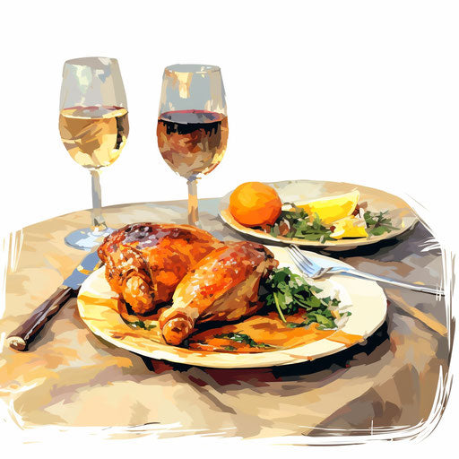 Dinner Clipart: High-Def Vector in Impressionistic Art Style & 4K