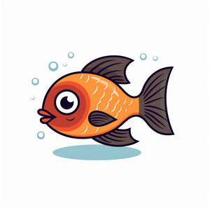4K Vector Cute Fish Clipart in Minimalist Art Style