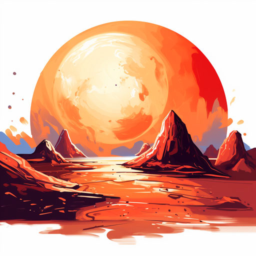 Mars Clipart in Impressionistic Art Style: 4K & SVG
